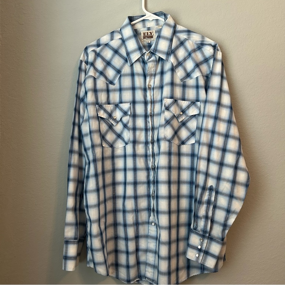 Ely Cattleman Blue Plaid Western Shirt